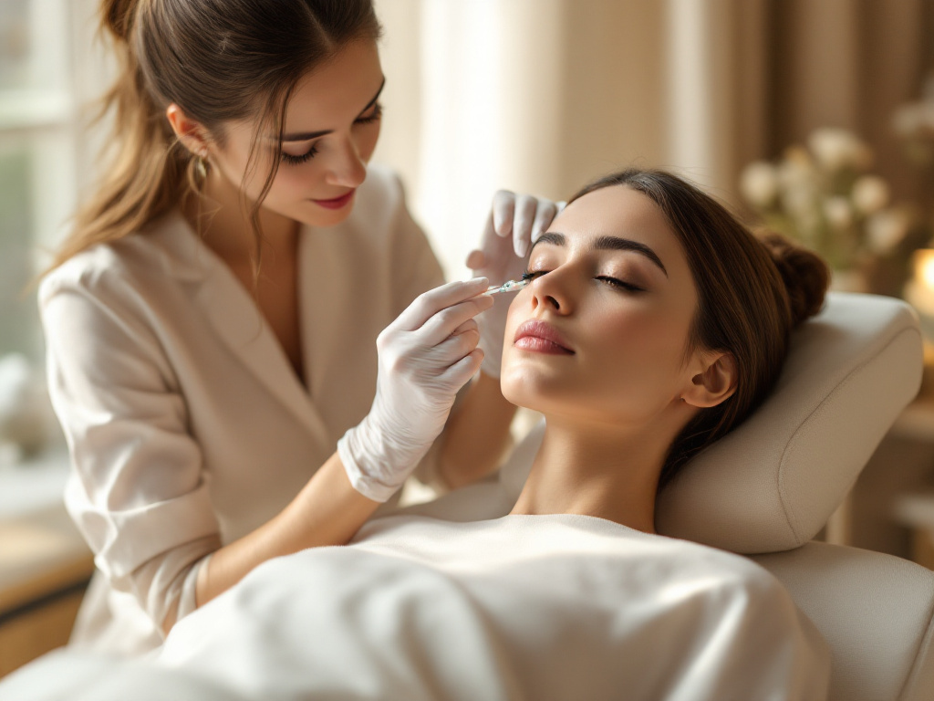 A Dysport injection being administered between the brows at Crave Aesthetics in Humble, TX