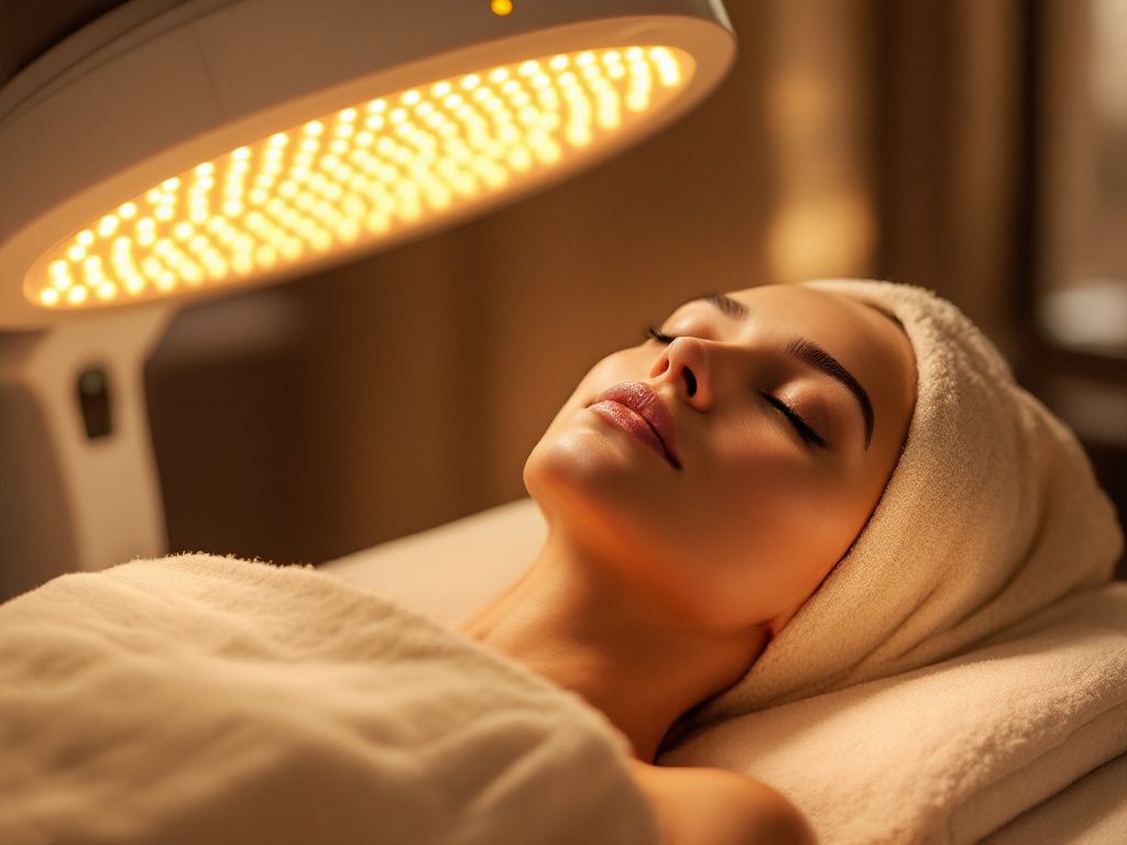 An LED light therapy session at Crave Med Spa in Humble, TX