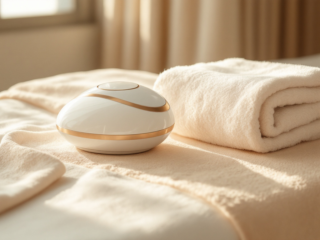 A cooling applicator and folded towels prepared for a CoolSculpting treatment at Crave Med Spa