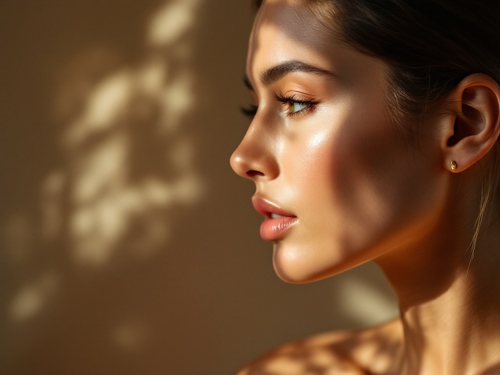 A profile portrait of a woman in soft window light at Crave Med Spa in Humble, TX