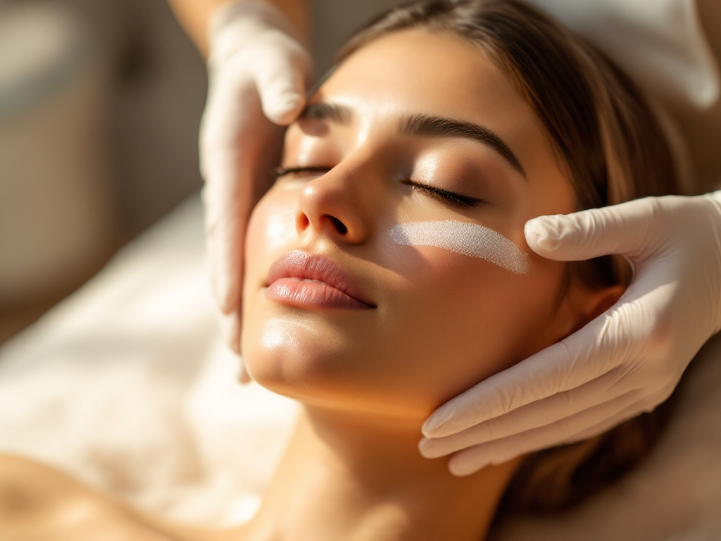 A client receiving a resurfacing facial treatment at Crave Med Spa