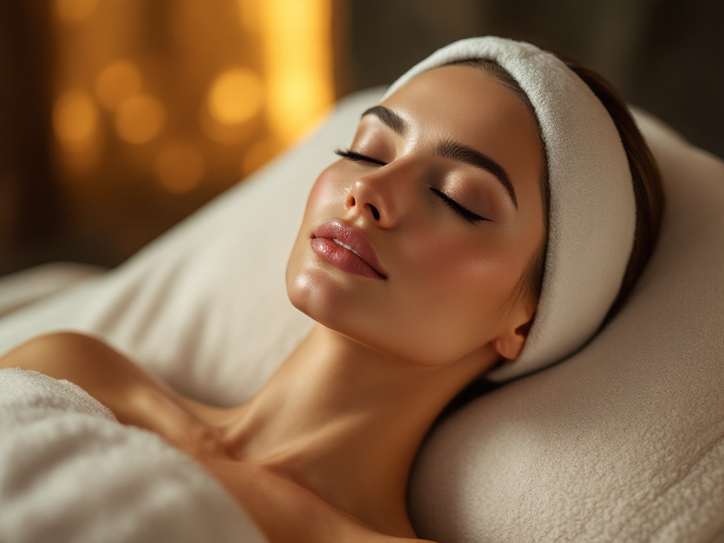 A Crave Luxe member relaxing during a premium facial at Crave Med Spa in Humble, TX